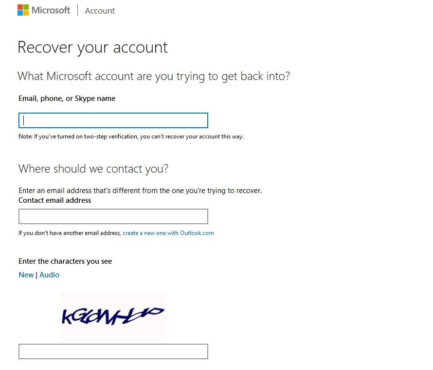 microsoft account recovery