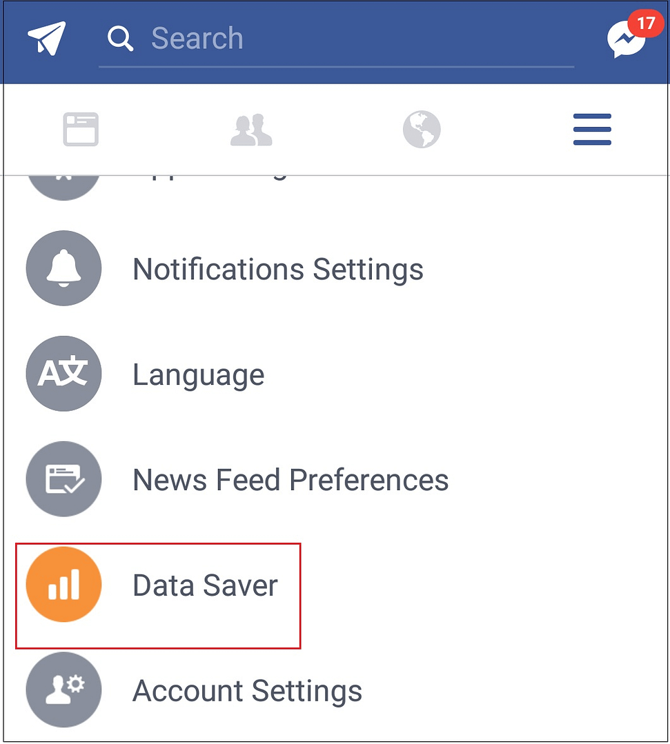 Facebook Data Saver Settings